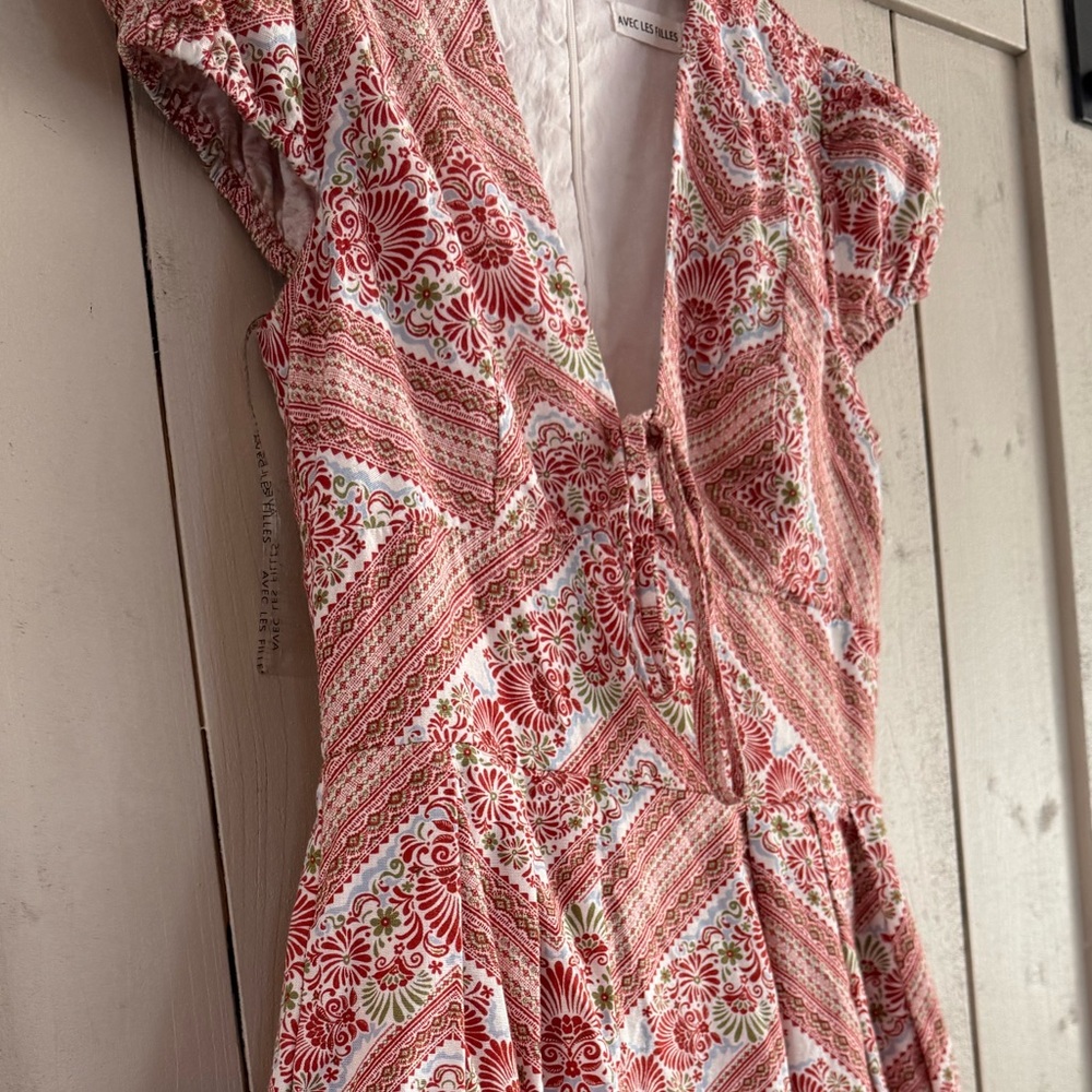 Avec Les Filles Pink Geometric V-Neck Maxi Dress - Picture 5 of 7